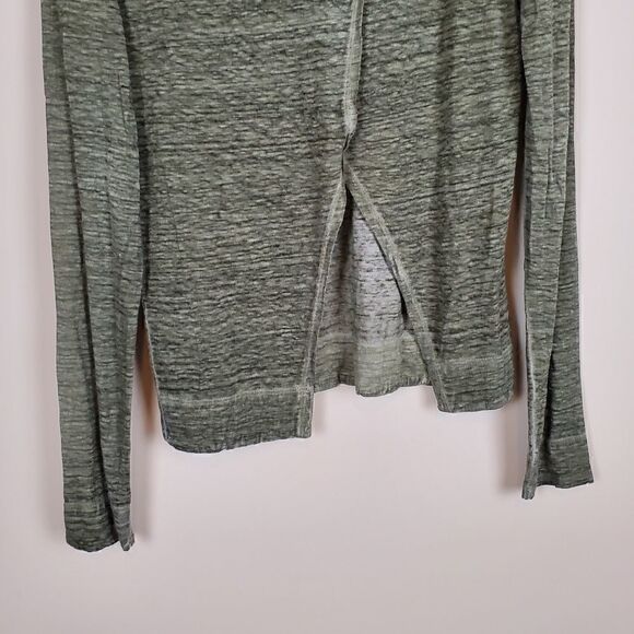 Alice & Olivia Air Olive Green Long Sleeve Split Back Top XS - Picture 5 of 9